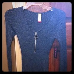 Pull zip ribbed shirt